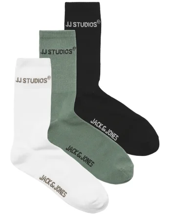 Set de sosete lungi - 3 perechi, Alb/Verde/Negru