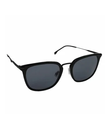 Ochelari de soare clubmaster cu lentile uni, Negru