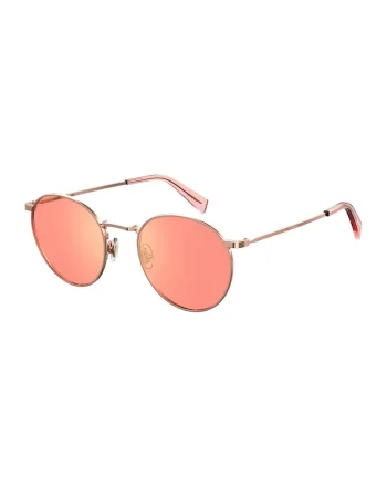 Ochelari de soare rotunzi cu lentile uni, Auriu/Coral