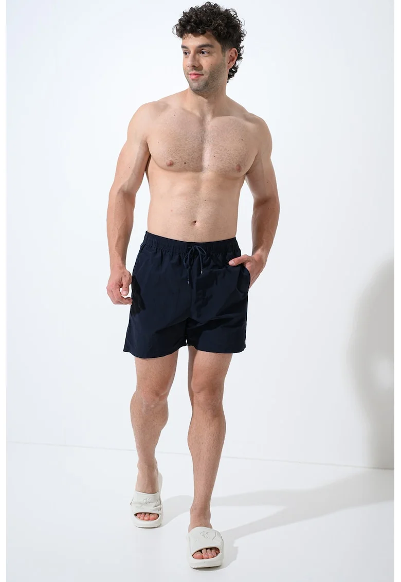 Pantaloni scurti de baie cu buzunare laterale, Albastru cobalt