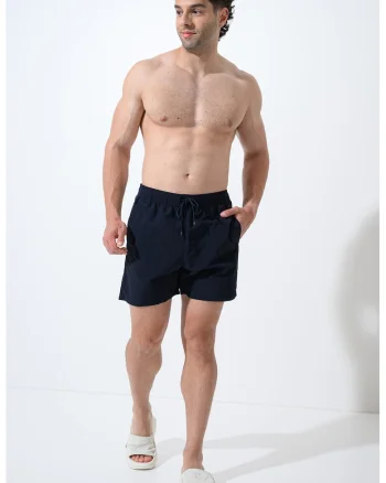 Pantaloni scurti de baie cu buzunare laterale, Albastru cobalt