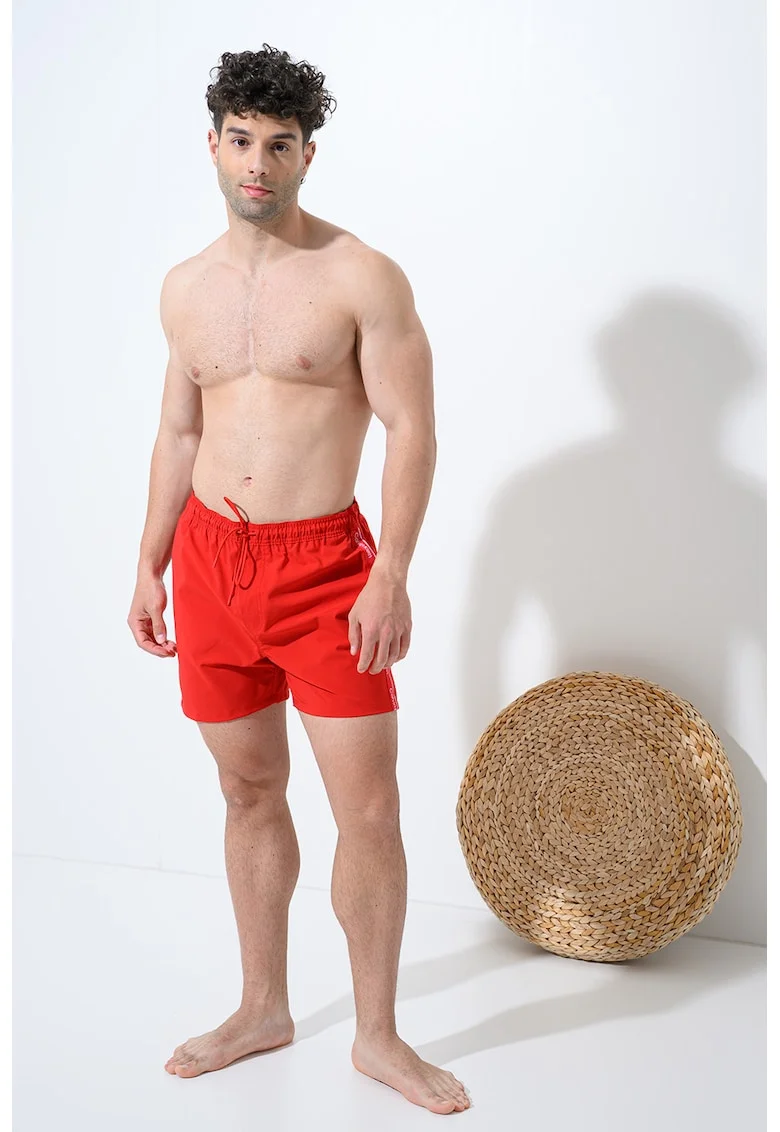 Pantaloni scurti de baie cu snur si buzunare, Rosu vermillion