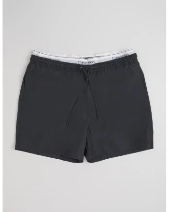 Pantaloni scurti de baie cu banda elastica cu logo, Black Onyx