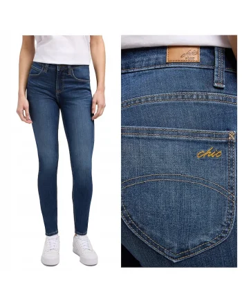 Blugi Dama,  High Rise Slim Fit, Talie Fermoar, Lungi, 5 Buzunare, Bumbac, Albastru, Albastru