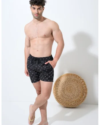Pantaloni scurti de baie cu monograma, Black Onyx