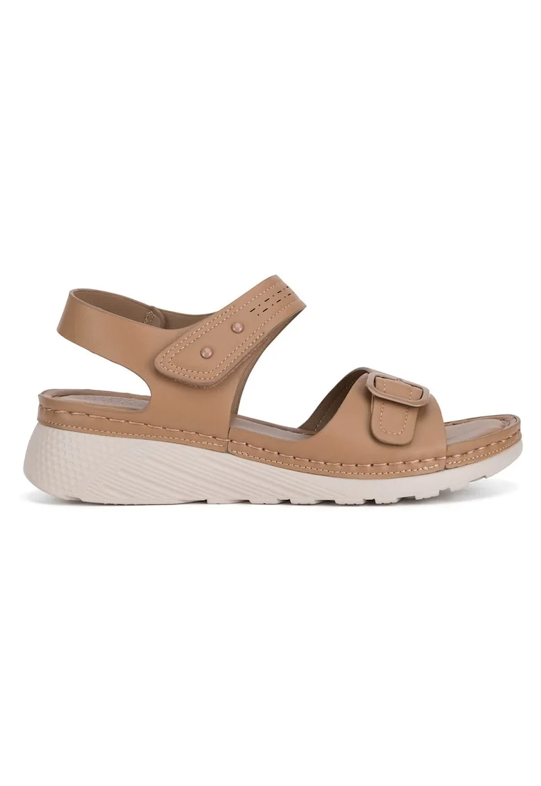 Sandale dama,  maro, Velcro, Maro