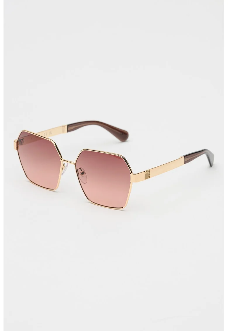Ochelari de soare cu lentile hexagonale, Auriu deschis