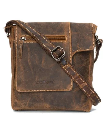 Geanta umar unisex piele naturala maro antichizat 23 x 26 cm, Vintage,  Maro antichizat