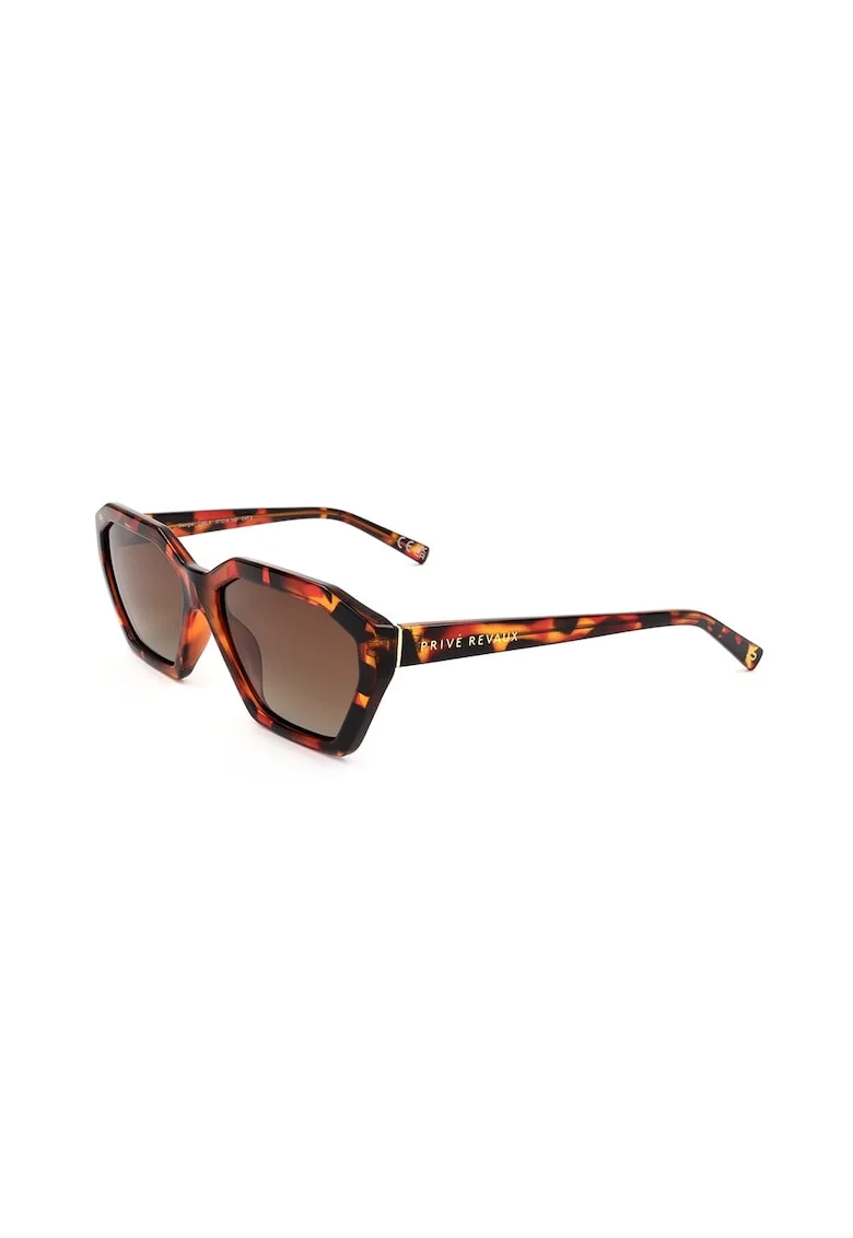 Ochelari de soare hexagonali cu lentile cu aspect in degrade, Maro/Portocaliu