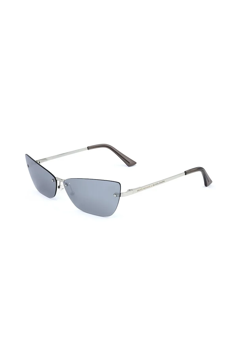 Ochelari de soare cat-eye unisex cu rama din otel inoxidabil Goldie, Argintiu