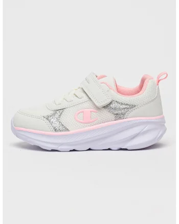 Pantofi sport Hero cu insertii stralucitoare si velcro, Alb/Argintiu