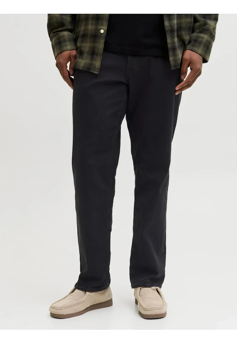 Plus Blugi JJIGLENN, barbati big sizes, cu talie joasa si croiala Slim fit, Negru
