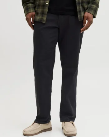 Plus Blugi JJIGLENN, barbati big sizes, cu talie joasa si croiala Slim fit, Negru