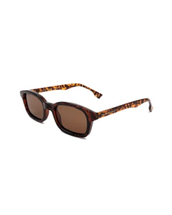 Ochelari de soare dreptunghiulari unisex cu model tortoise, Maro inchis/Bej