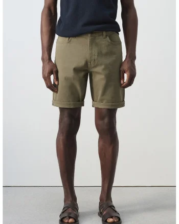 Pantaloni scurti din denim cu model uni, Kaki