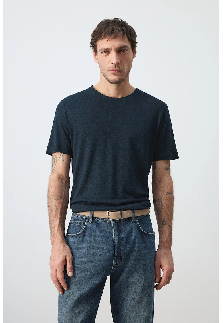 Tricou uni din amestec de in, Albastru ultramarin