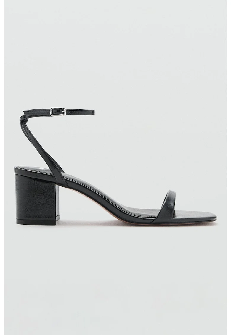 Sandale din piele ecologica, Negru/Negru stins