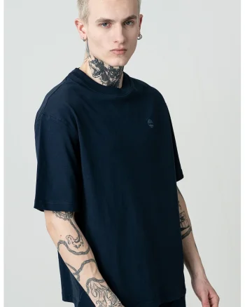 Tricou cu decolteu la baza gatului si maneci cazute, Bleumarin