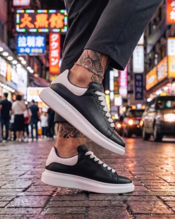Adidasi barbati casual negri  talpa alba VIP ZR 777