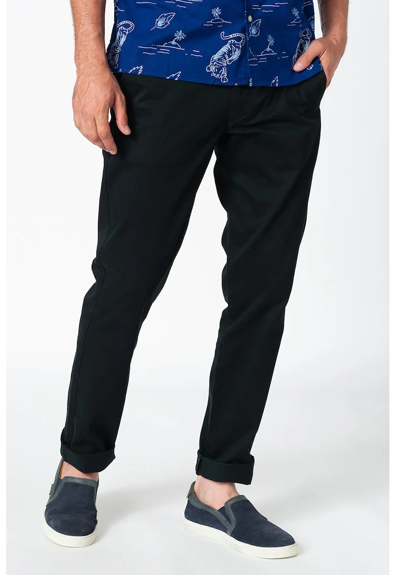 Pantaloni chino slim fit cu talie medie, Negru