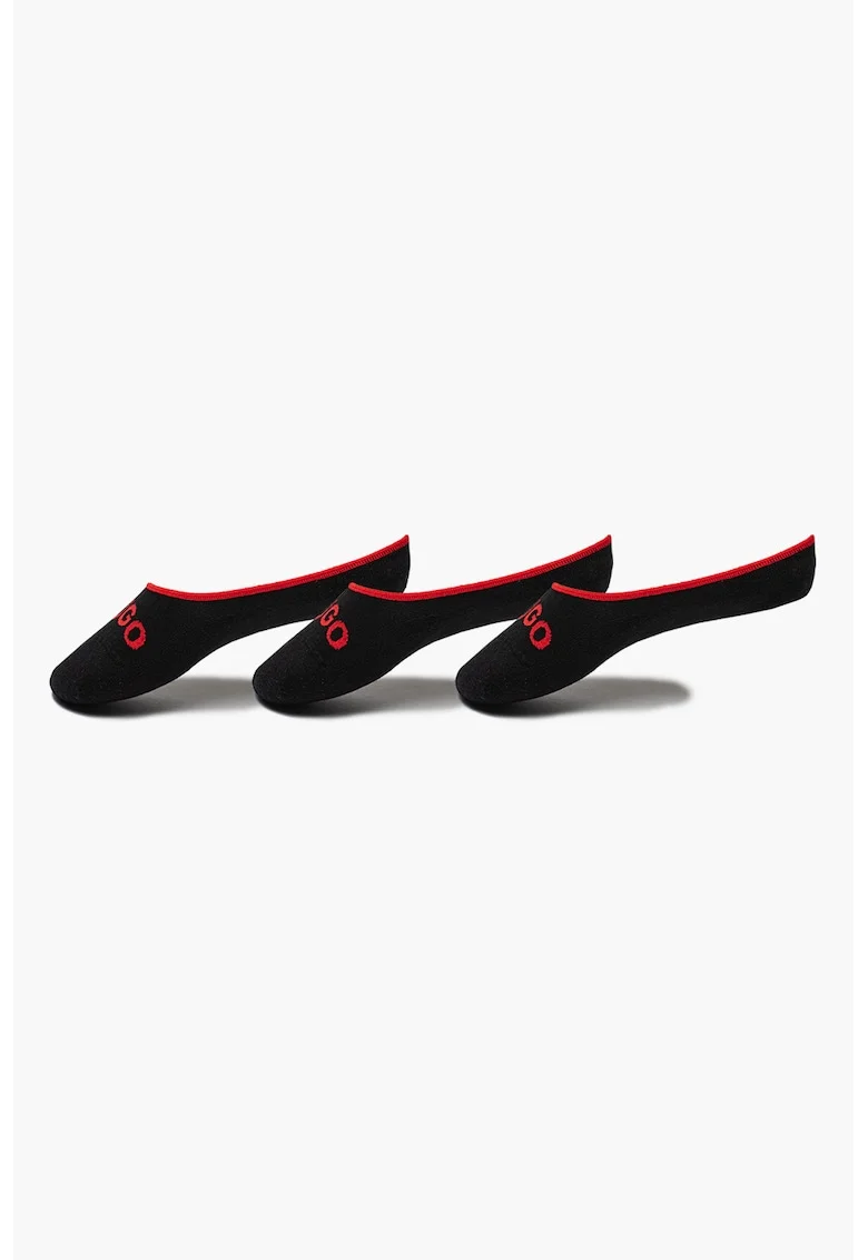 Set de sosete foarte scurte cu logo - 3 perechi, Rosu/Negru