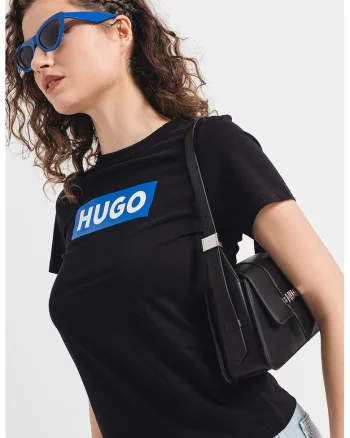 Tricou de bumbac Classic, Negru/Albastru royal