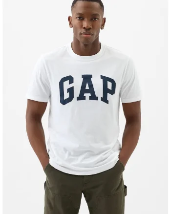 Tricou de bumbac cu imprimeu logo, Alb