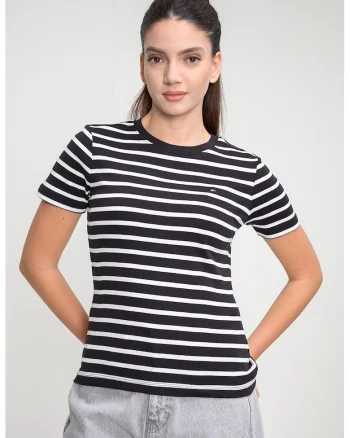 Tricou slim-fit cu decolteu la baza gatului Cody, Alb/Negru