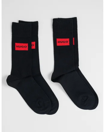 Set de sosete lungi cu logo - 2 perechi, Negru/Rosu vermillion