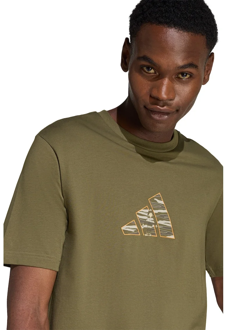 Tricou cu imprimeu logo Camo, Verde masliniu