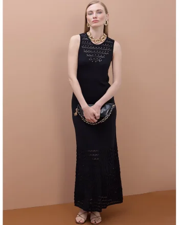 Rochie cu insertii crosetate, Negru