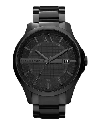 Ceas rotund analog cu cadran texturat, Negru, Negru