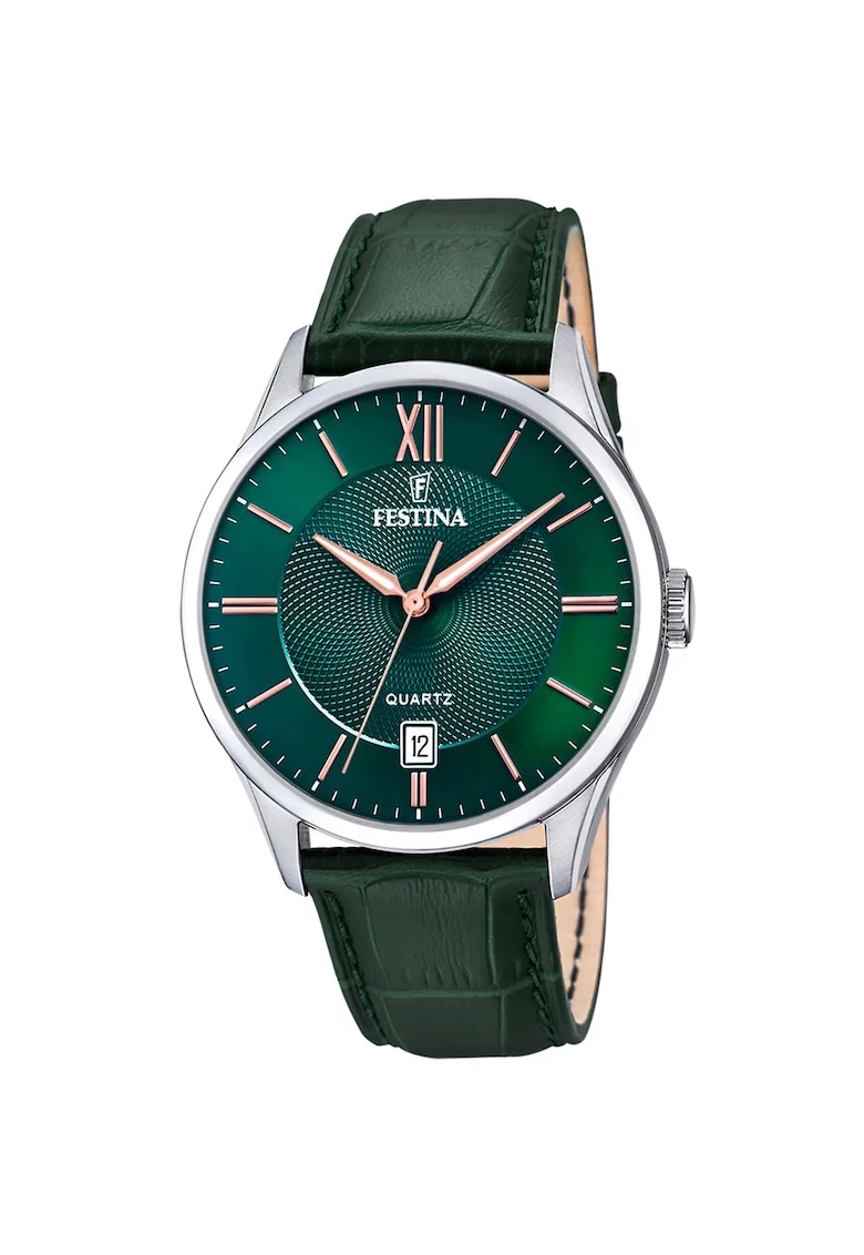 Ceas cu o curea de piele - 75675, Verde