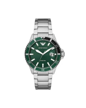 Ceas quartz analog, Argintiu/Verde
