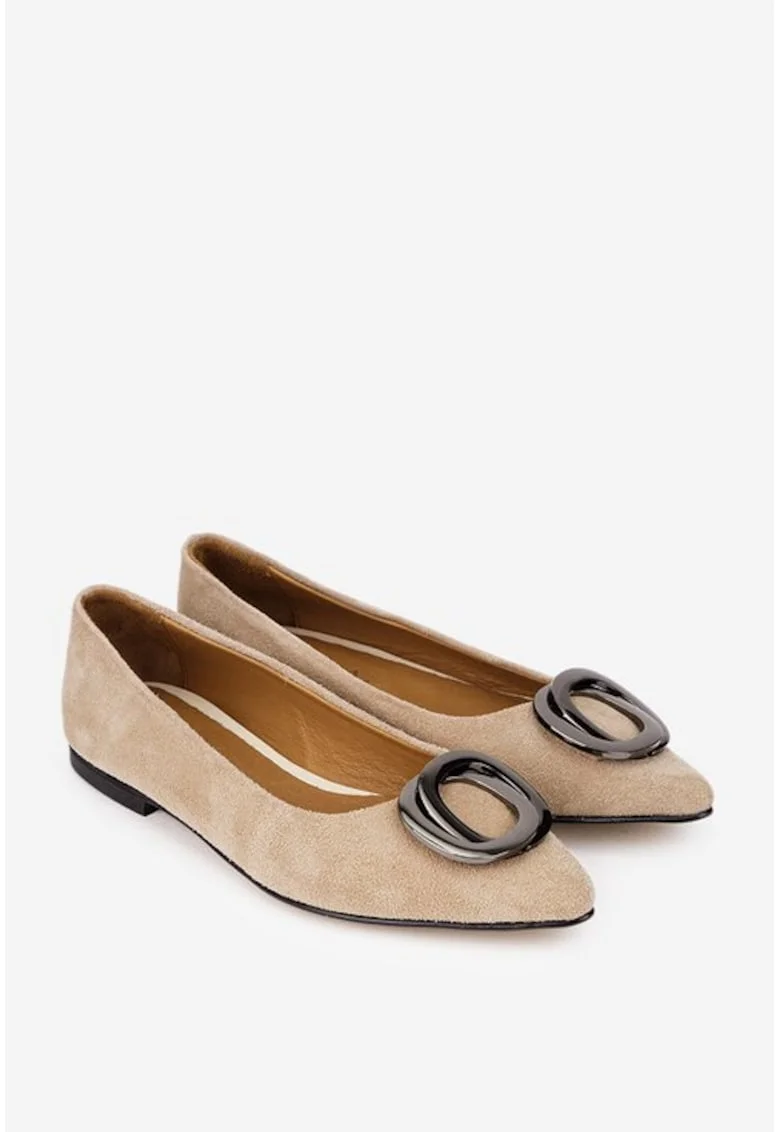 Balerini dama bej confortabili, Bej