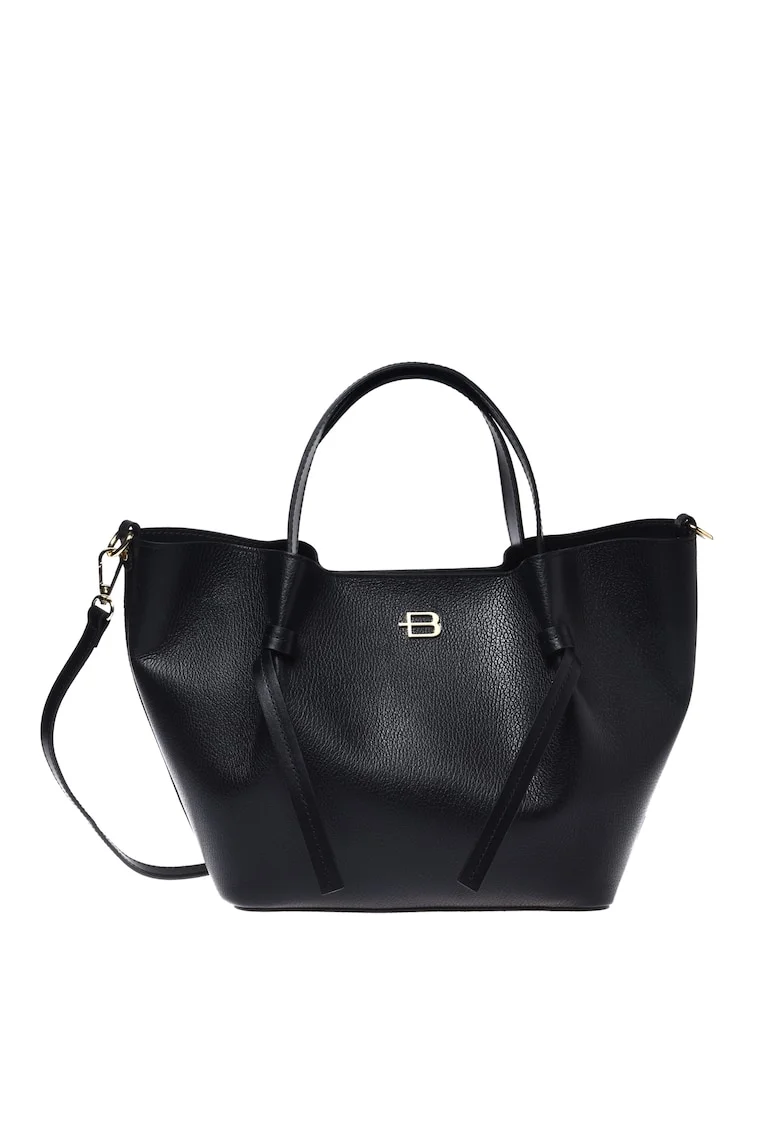 Geanta shopper din piele naturala, Negru, Universal
