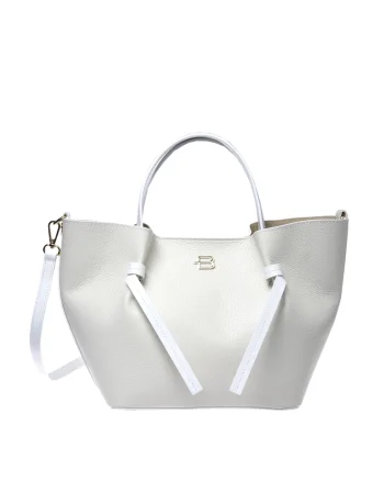 Geanta shopper din piele naturala, Alb, Universal