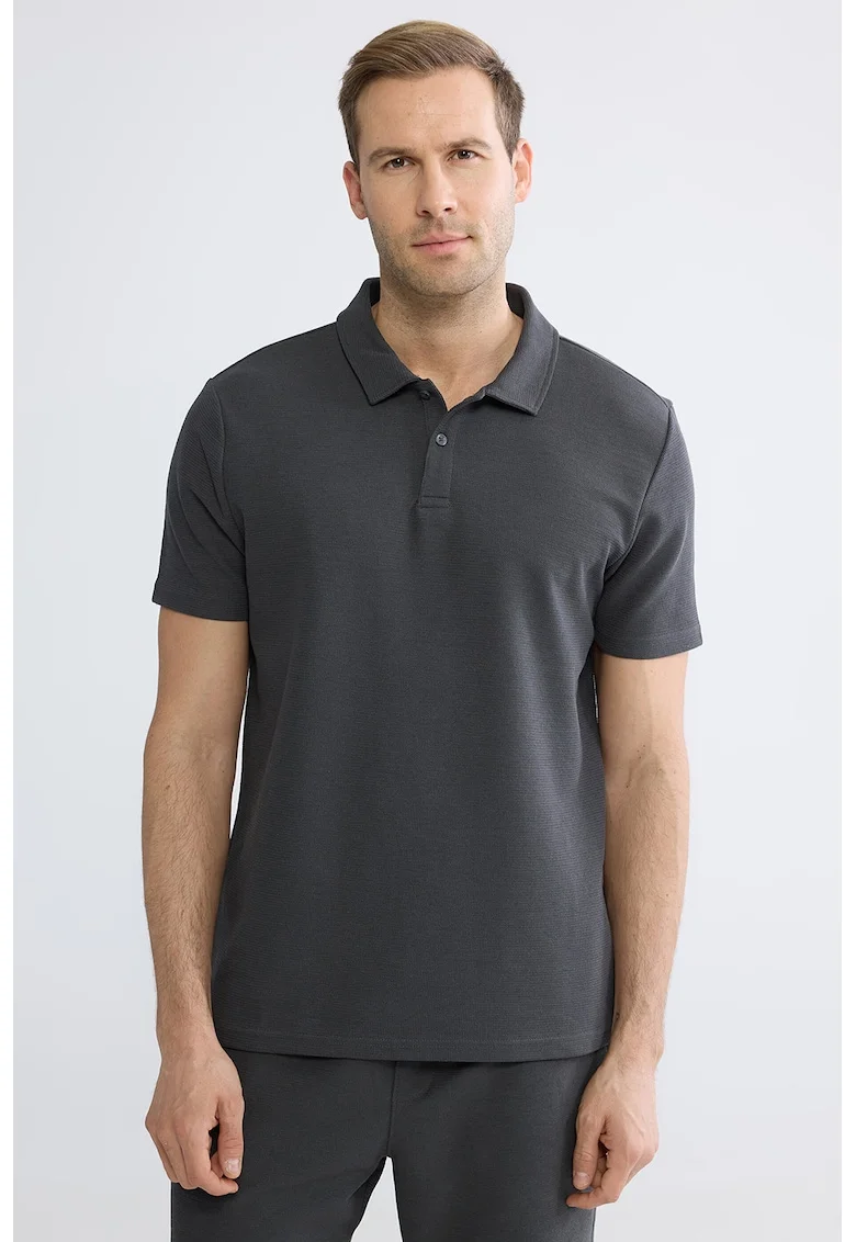 Tricou polo uni din amestec de bumbac, Gri antracit