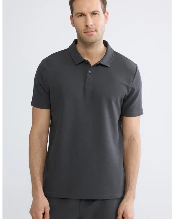 Tricou polo uni din amestec de bumbac, Gri antracit