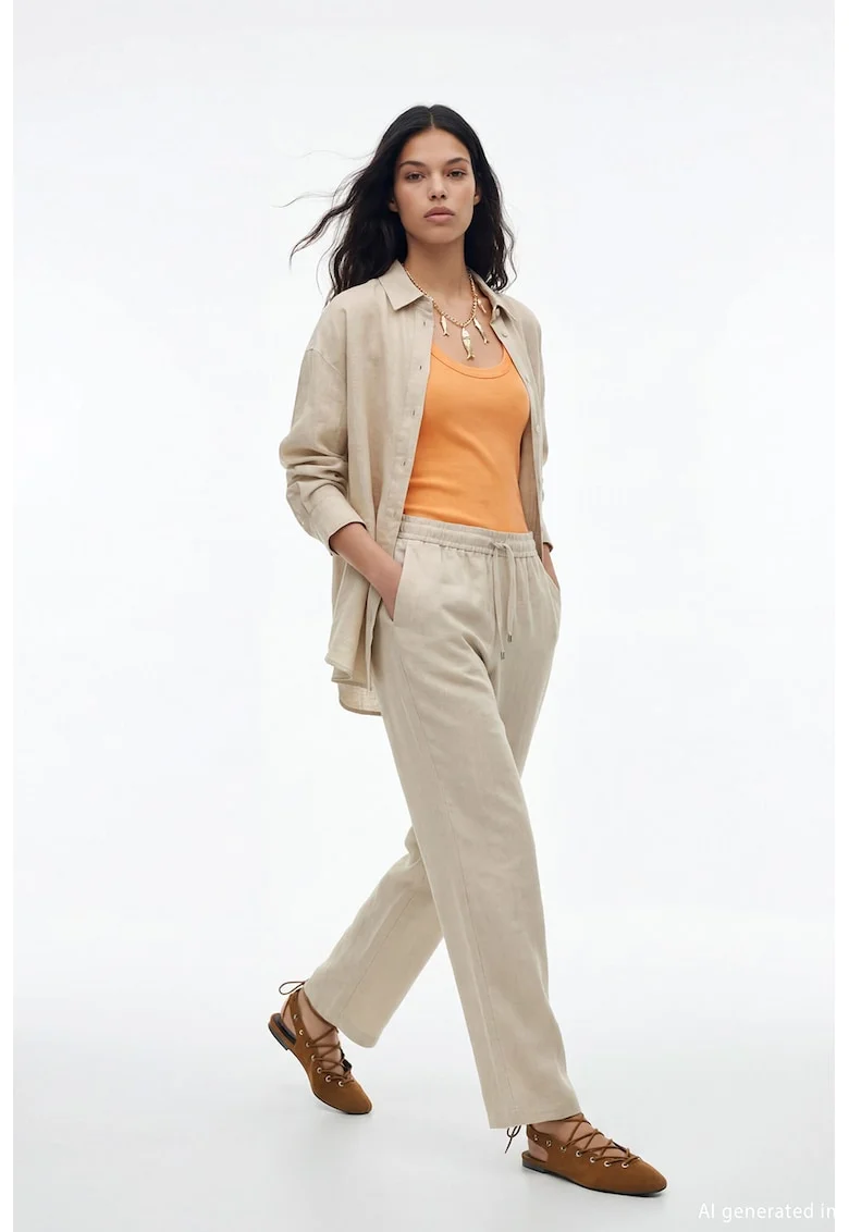 Pantaloni de in cu snur, Bej deschis