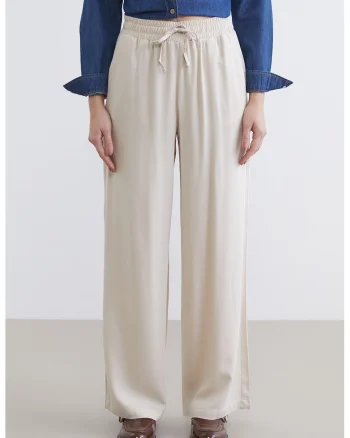 Pantaloni lejeri cu snur, Bej deschis