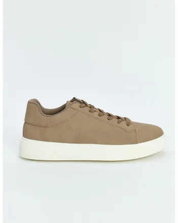 Pantofi low-cut de piele ecologica, Bej