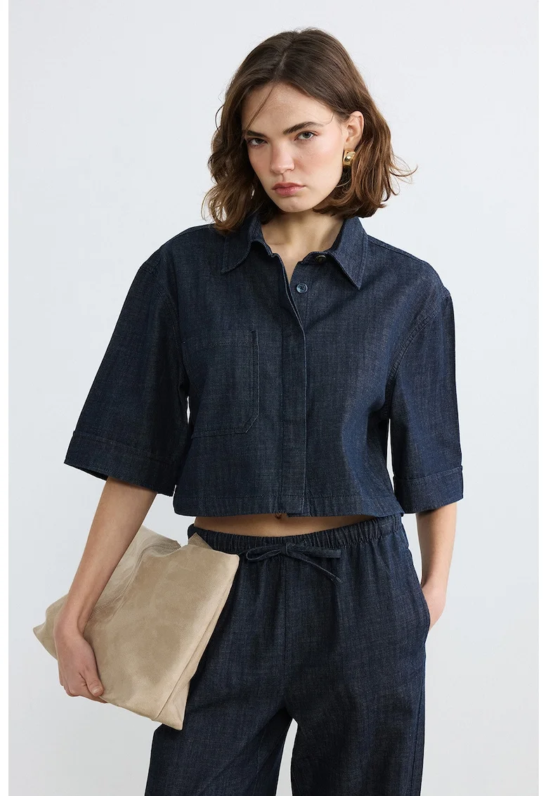 Camasa supradimensionata din denim, Bleumarin