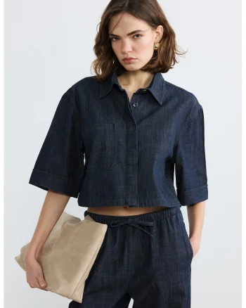 Camasa supradimensionata din denim, Bleumarin