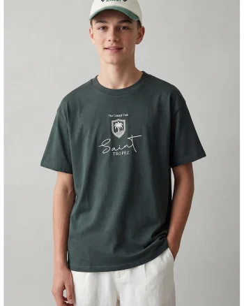 Tricou lejer cu imprimeu, Verde inchis