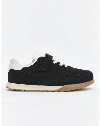 Pantofi sport low-cut cu inchidere velcro, Negru