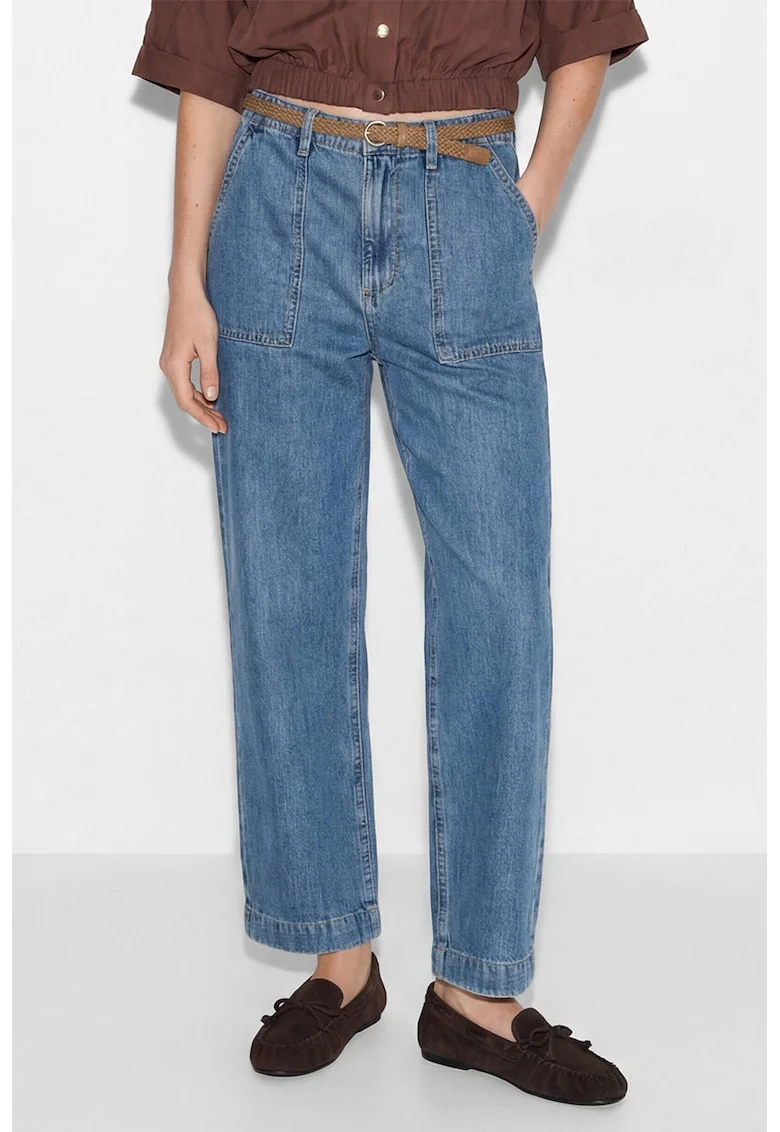 Blugi relaxed fit cu buzunare, Albastru melange