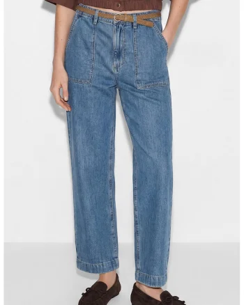Blugi relaxed fit cu buzunare, Albastru melange