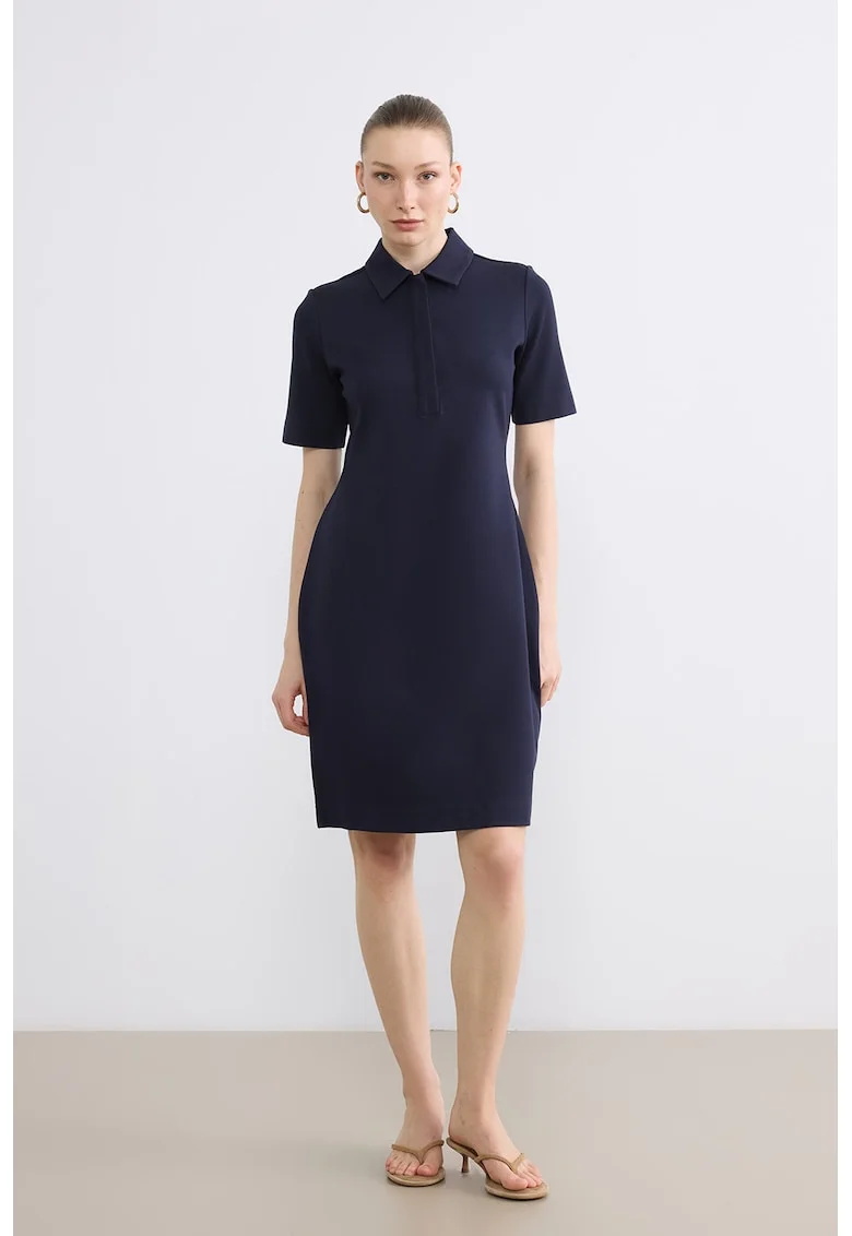Rochie mini cu guler clasic, Bleumarin