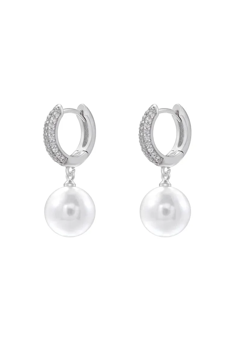 Cercei Hoops 6131, Alb/Argintiu